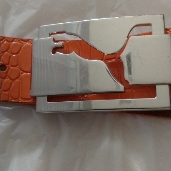 Puma Designer Orange  snake skin Collection Belt 3 - Picture 2 of 10